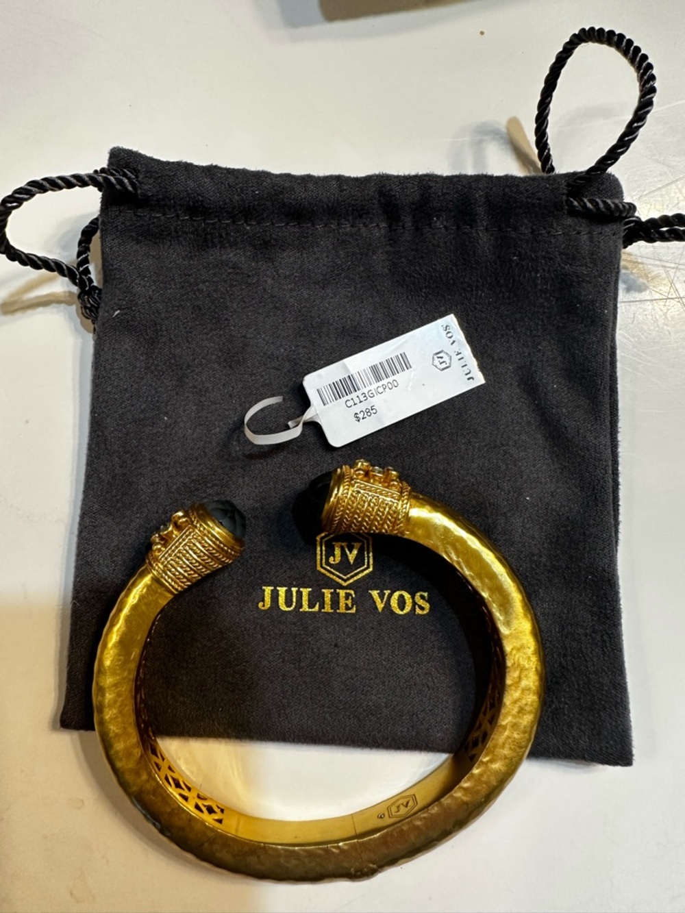 NWT Julie Vos Charcoal Blue Paris Demi Hinge Cuff Bracelet ๐ฉต Luxury - Picture 6 of 10